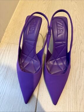 ZARA Purple Pointed Slingback Pumps